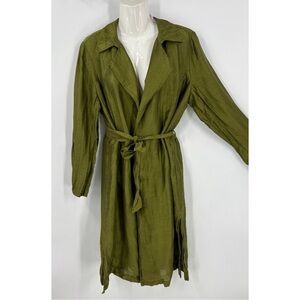 Chico’s linen blend lagenlook lightweight long length trench coat 2-12/14